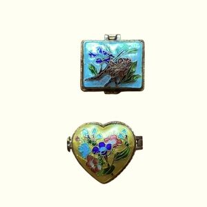 Set of two vintage cloisonne trinket boxes